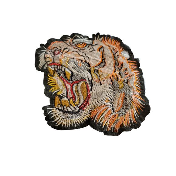 Large Tiger Head Patch Sewn On Black Felt - Picture 3 of 4